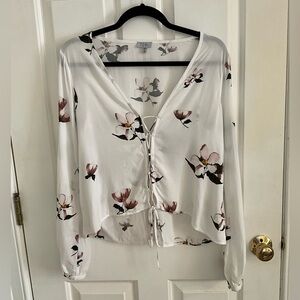 White floral long sleeve blouse